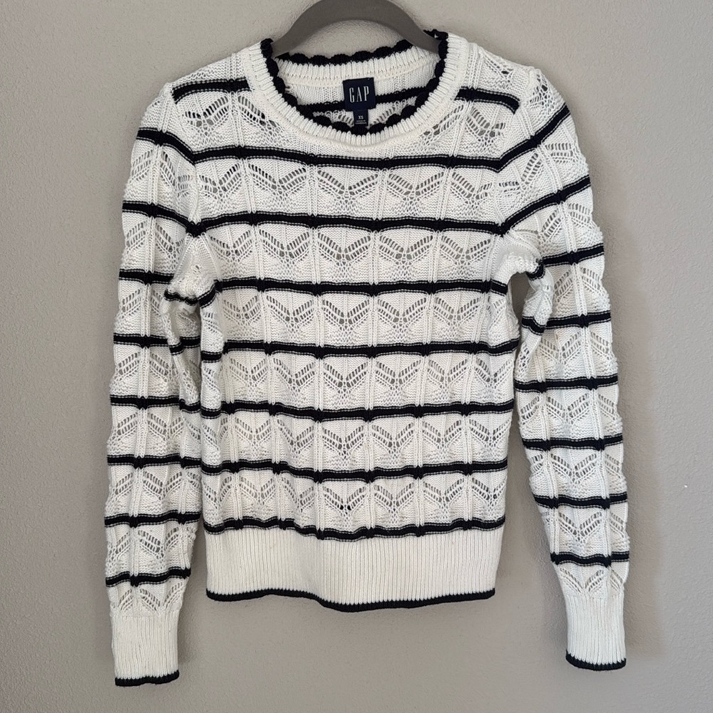 Gap Black and White Crochet Knit Sweater